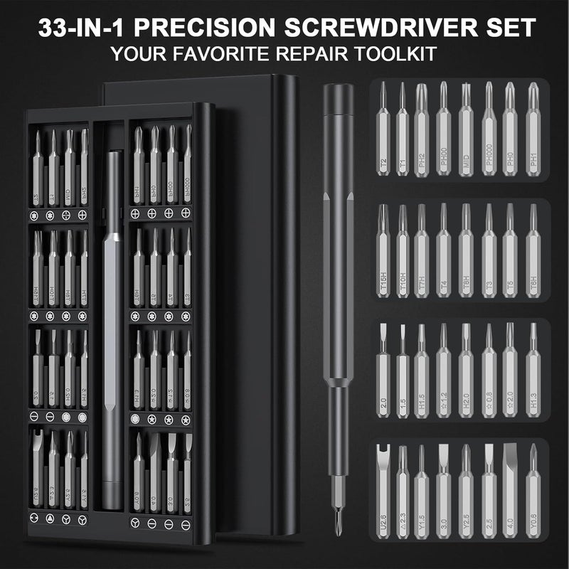 Tanso Precision Screwdriver Set 33-In-1 Small Screwdriver Set,Mini Screwdriver Kit Magnetic Professional Electronic Repair Tool for PC,Computer,Laptop,Iphone,Cell Phone,MacBook,Tablet,Watch,Glasses - Image 2